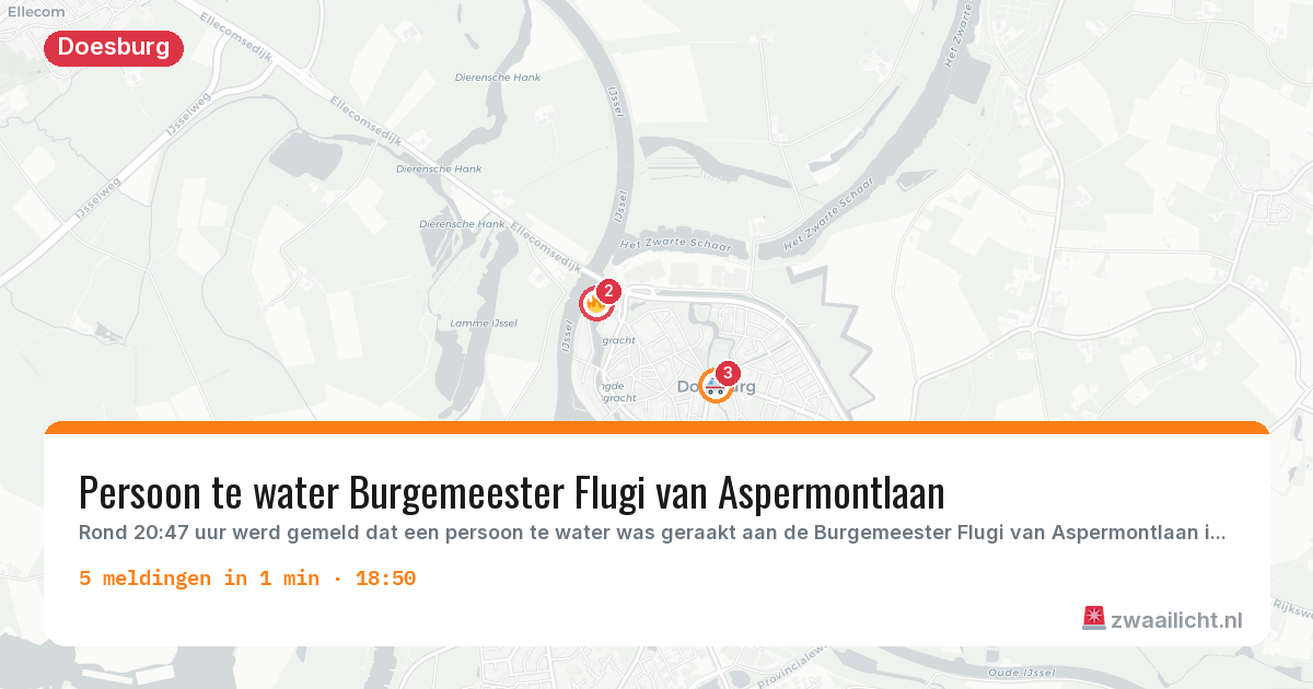 Kaart van de activiteitspiek bij Doesburg