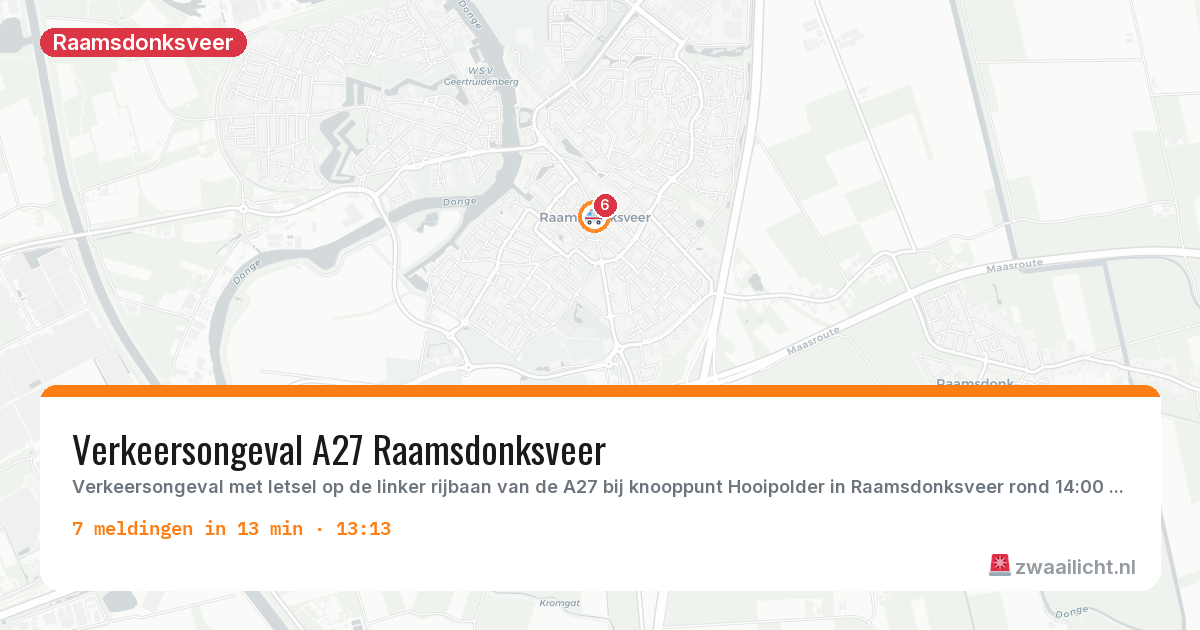Kaart van de activiteitspiek bij Raamsdonksveer
