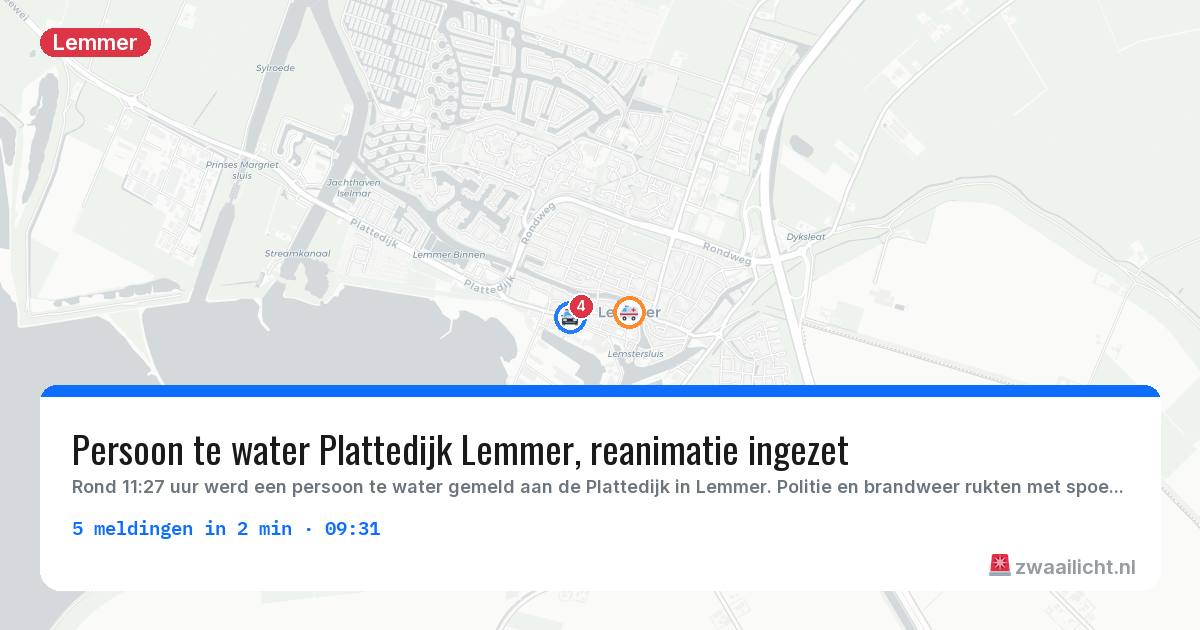 Kaart van de activiteitspiek bij Lemmer