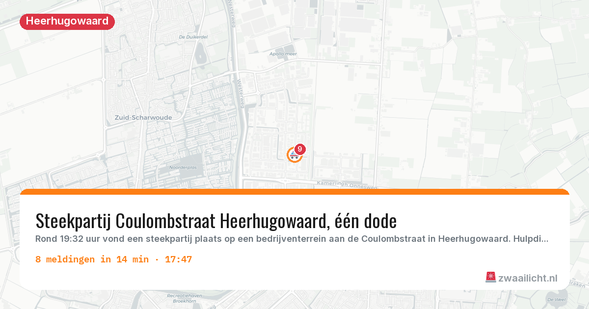 Kaart van de activiteitspiek bij Heerhugowaard