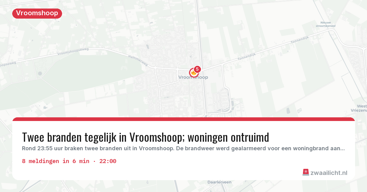 Kaart van de activiteitspiek bij Vroomshoop