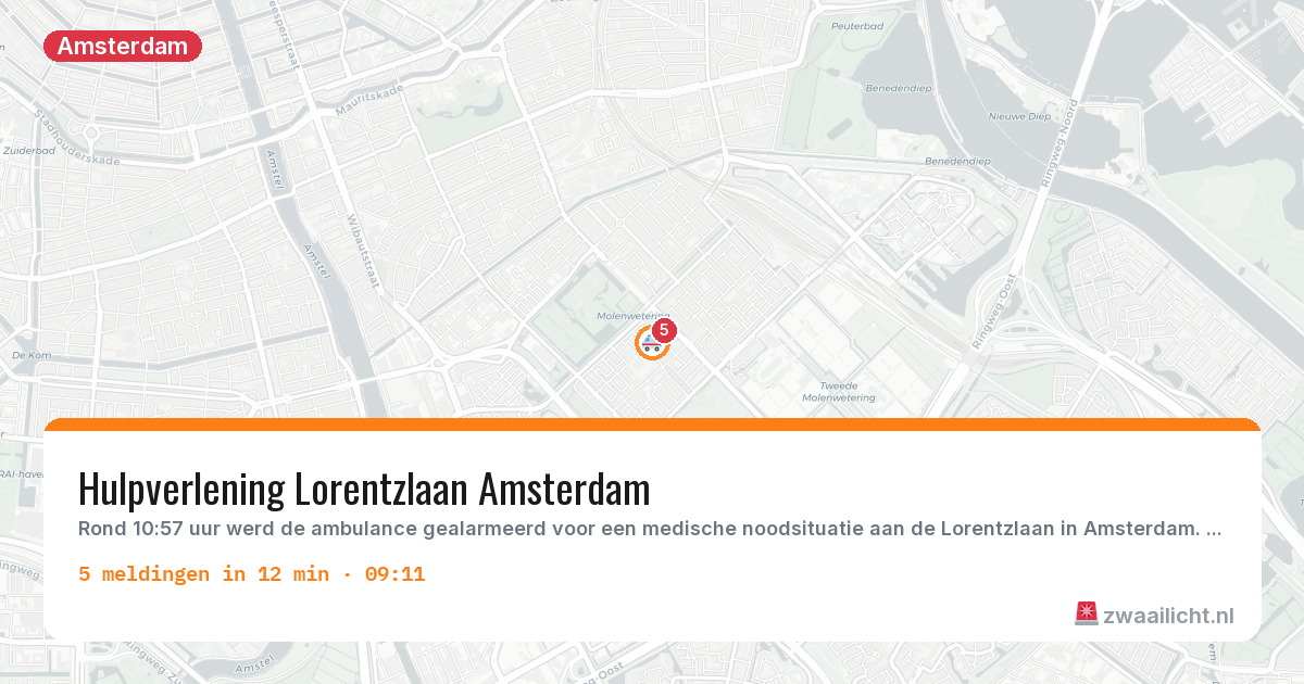 Kaart van de activiteitspiek bij Amsterdam