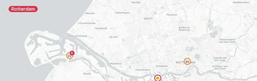 Kaart van Meervoudig ongeval Europaweg Maasvlakte Rotterdam