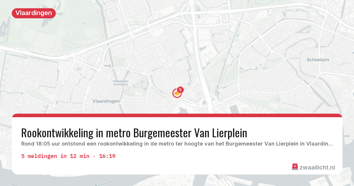 Kaart van de activiteitspiek bij Vlaardingen