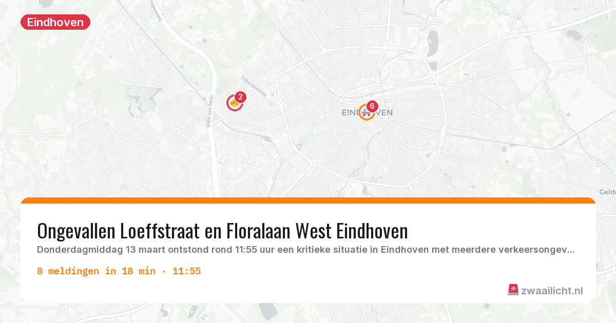 Kaart van de activiteitspiek bij Eindhoven
