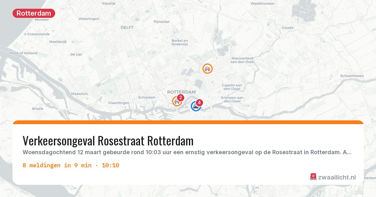 Kaart van de activiteitspiek bij Rotterdam