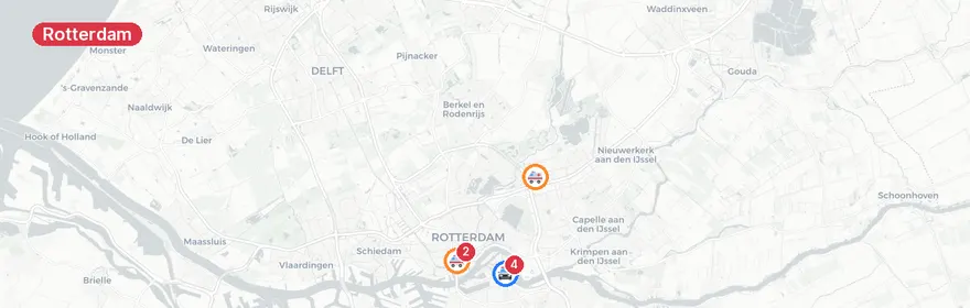Kaart van Verkeersongeval Rosestraat Rotterdam