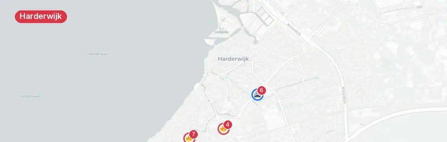 Kaart van Industriebrand en brandweerwagen botst op bestelbus in Ha...
