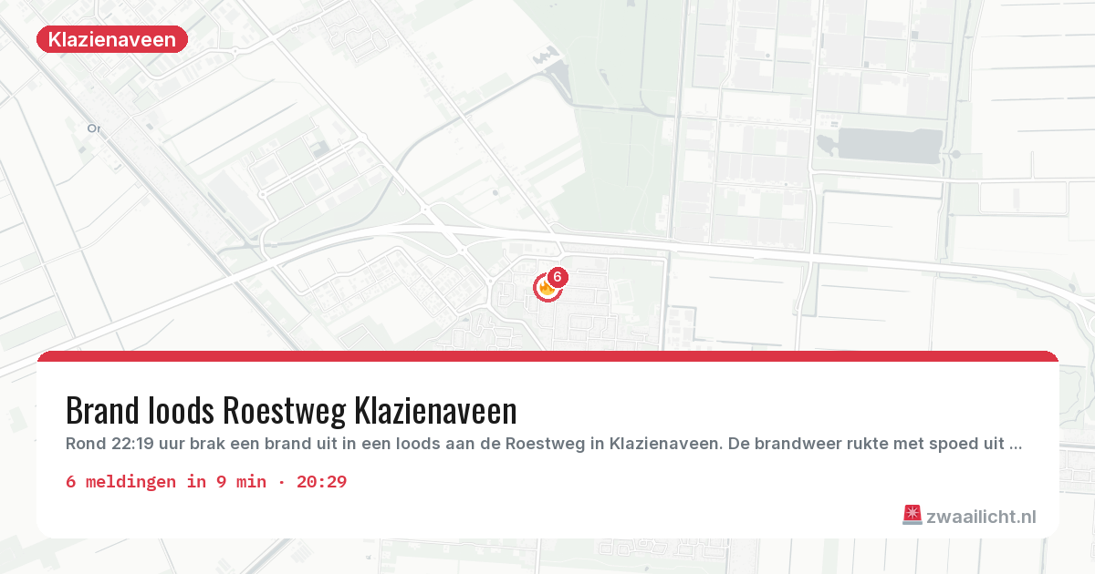 Kaart van de activiteitspiek bij Klazienaveen