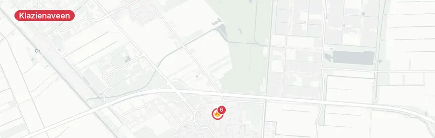 Kaart van Brand loods Roestweg Klazienaveen