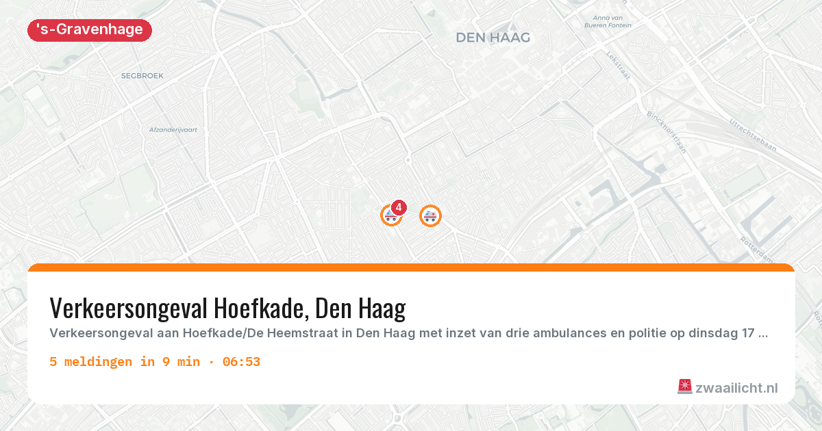 Kaart van de activiteitspiek bij 's-Gravenhage