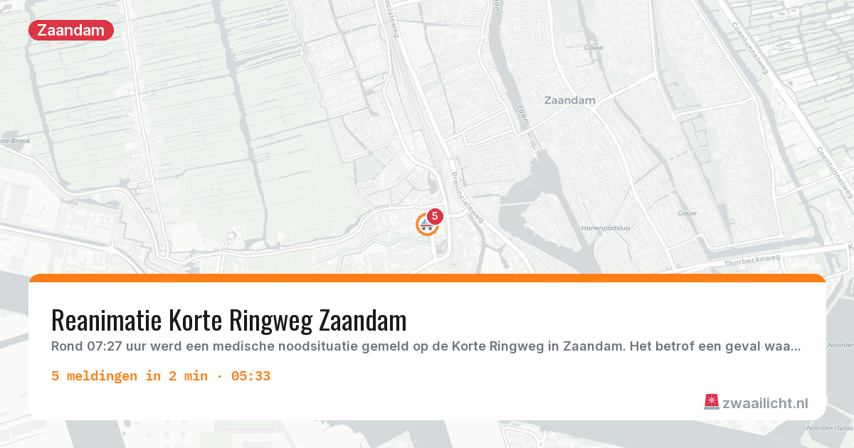 Kaart van de activiteitspiek bij Zaandam