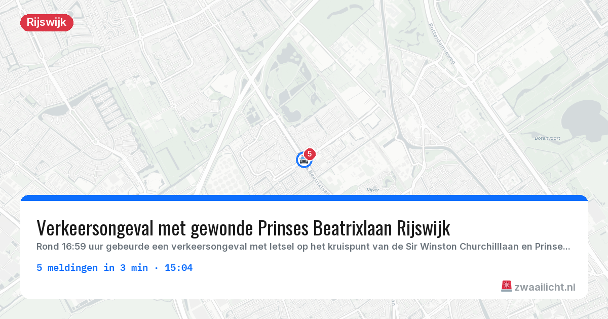 Kaart van de activiteitspiek bij Rijswijk