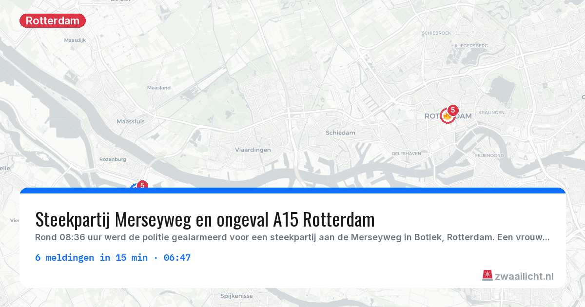Kaart van de activiteitspiek bij Rotterdam