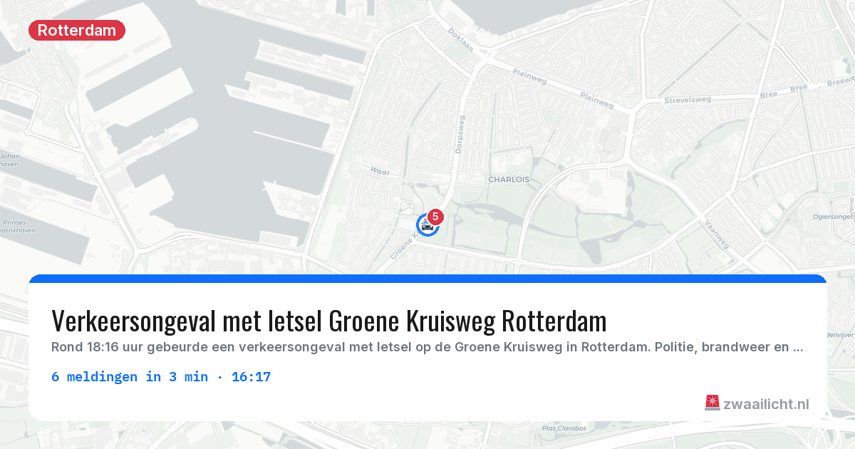 Kaart van de activiteitspiek bij Rotterdam