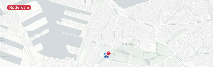 Kaart van Verkeersongeval met letsel Groene Kruisweg Rotterdam