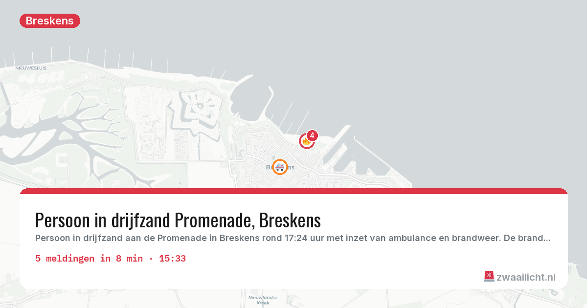 Kaart van de activiteitspiek bij Breskens