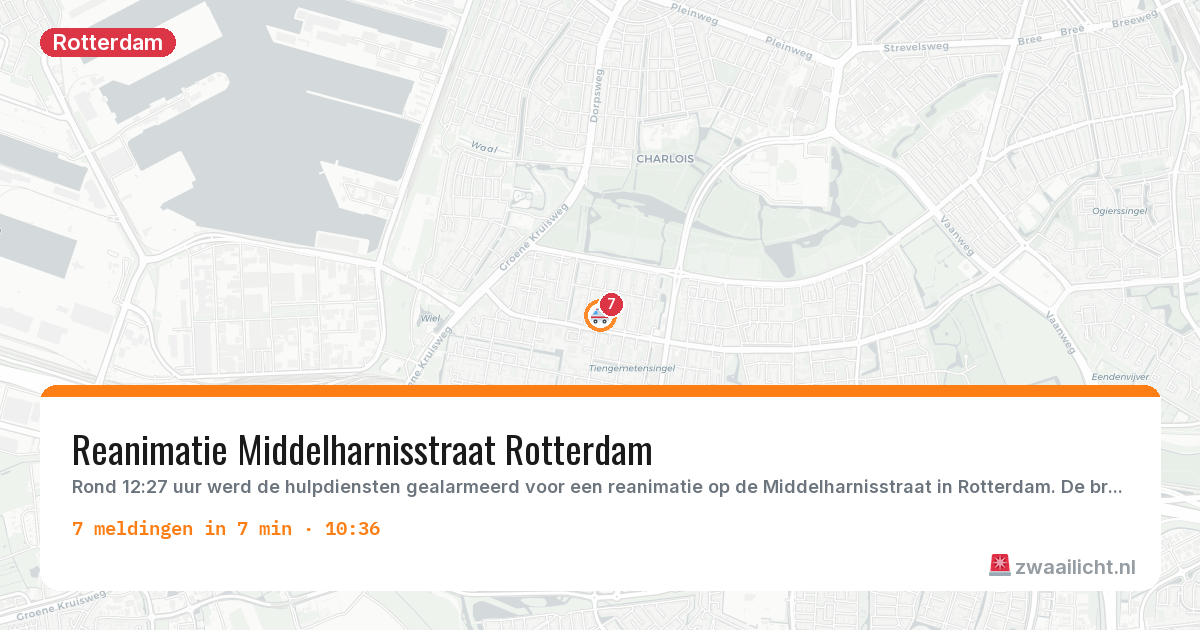 Kaart van de activiteitspiek bij Rotterdam