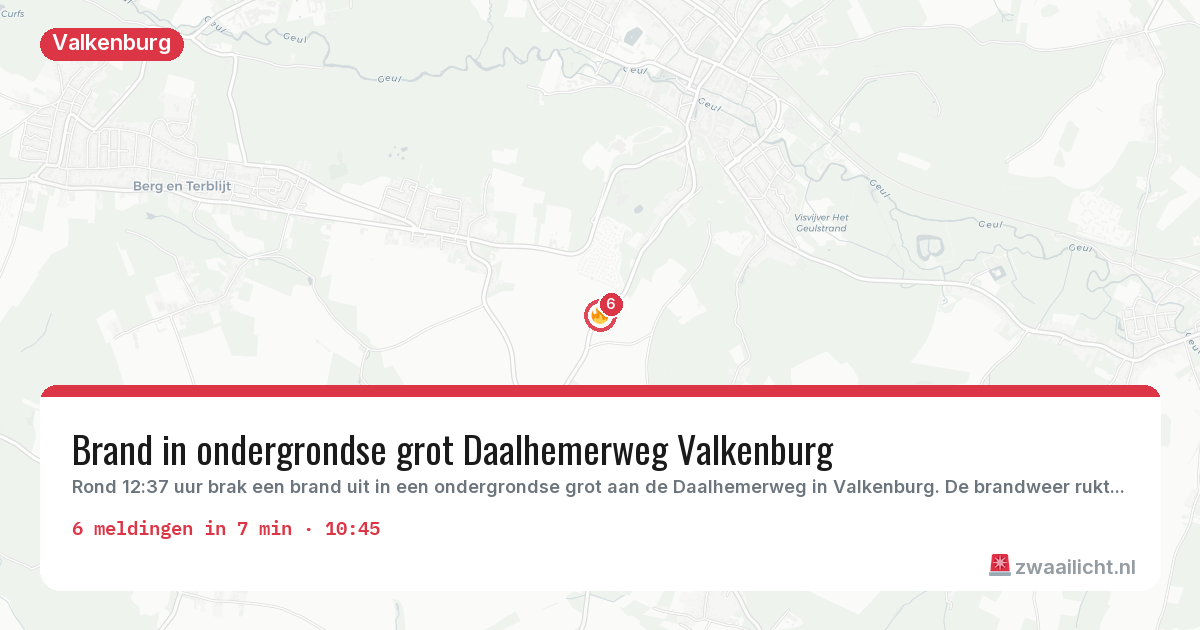 Kaart van de activiteitspiek bij Valkenburg