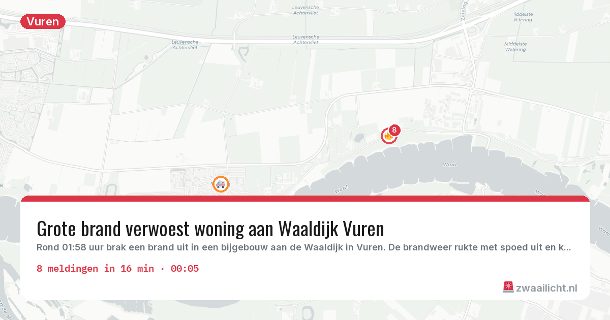 Kaart van de activiteitspiek bij Vuren