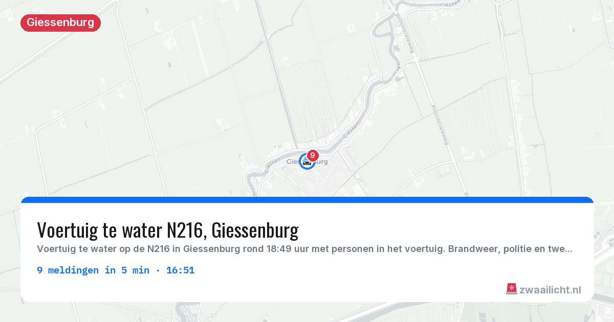 Kaart van de activiteitspiek bij Giessenburg