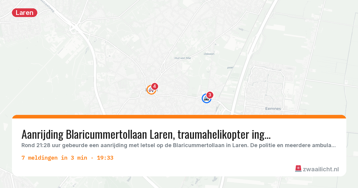 Kaart van de activiteitspiek bij Laren