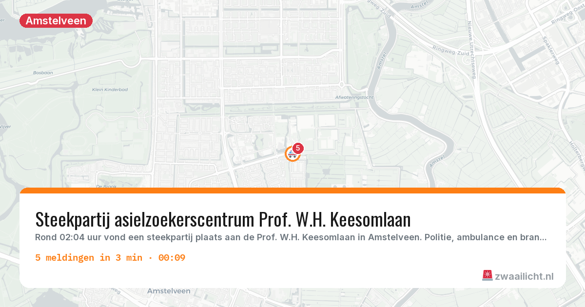 Kaart van de activiteitspiek bij Amstelveen