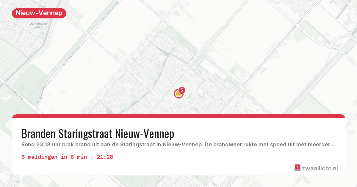 Kaart van de activiteitspiek bij Nieuw-Vennep