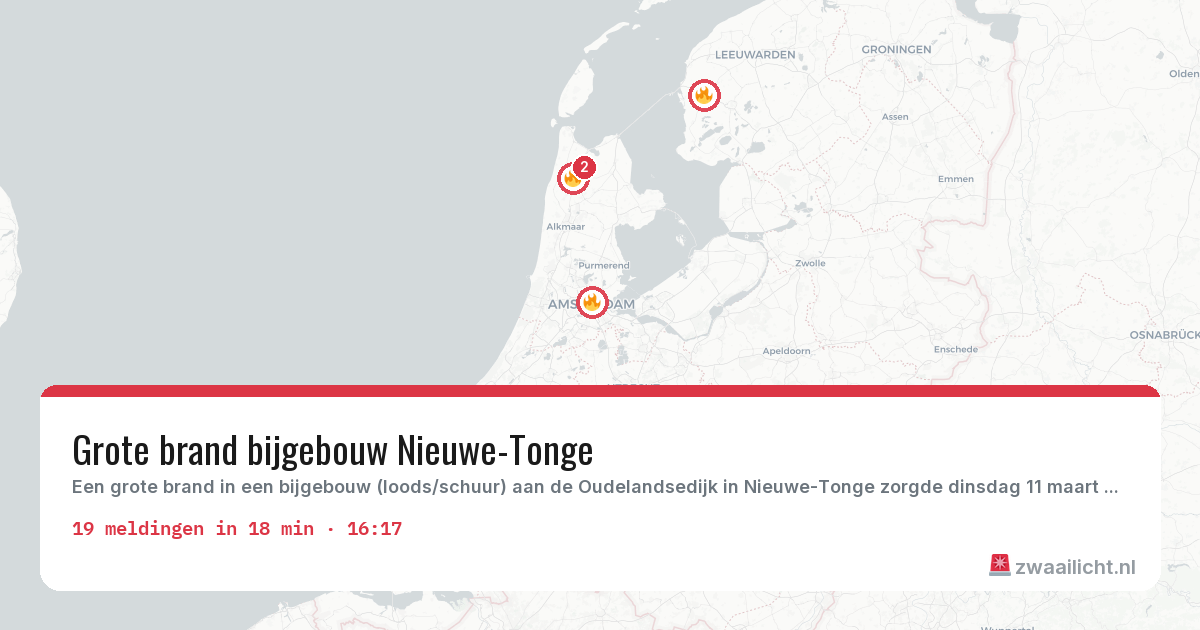 Kaart van de activiteitspiek bij Brandweer