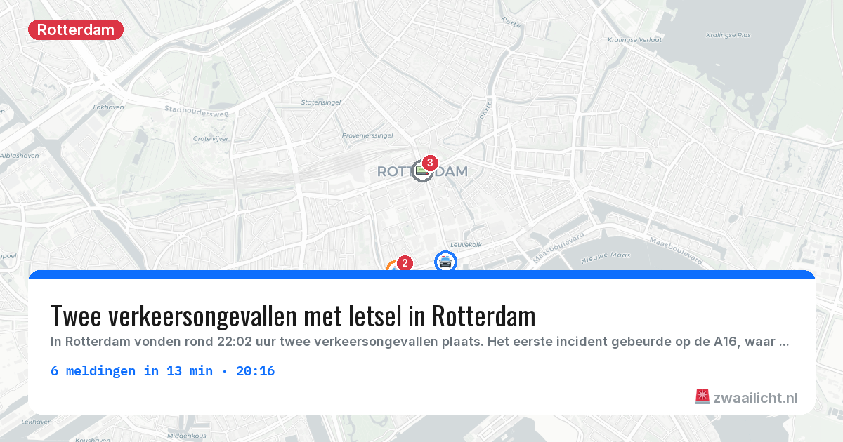 Kaart van de activiteitspiek bij Rotterdam