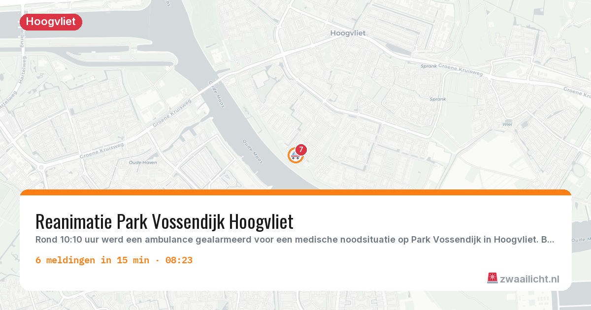 Kaart van de activiteitspiek bij Hoogvliet