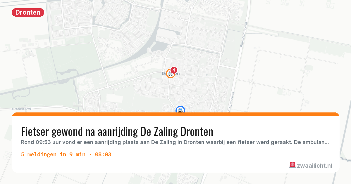 Kaart van de activiteitspiek bij Dronten