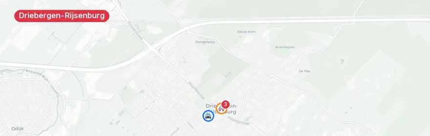 Kaart van Aanrijding met letsel Korte Dreef Driebergen-Rijsenburg
