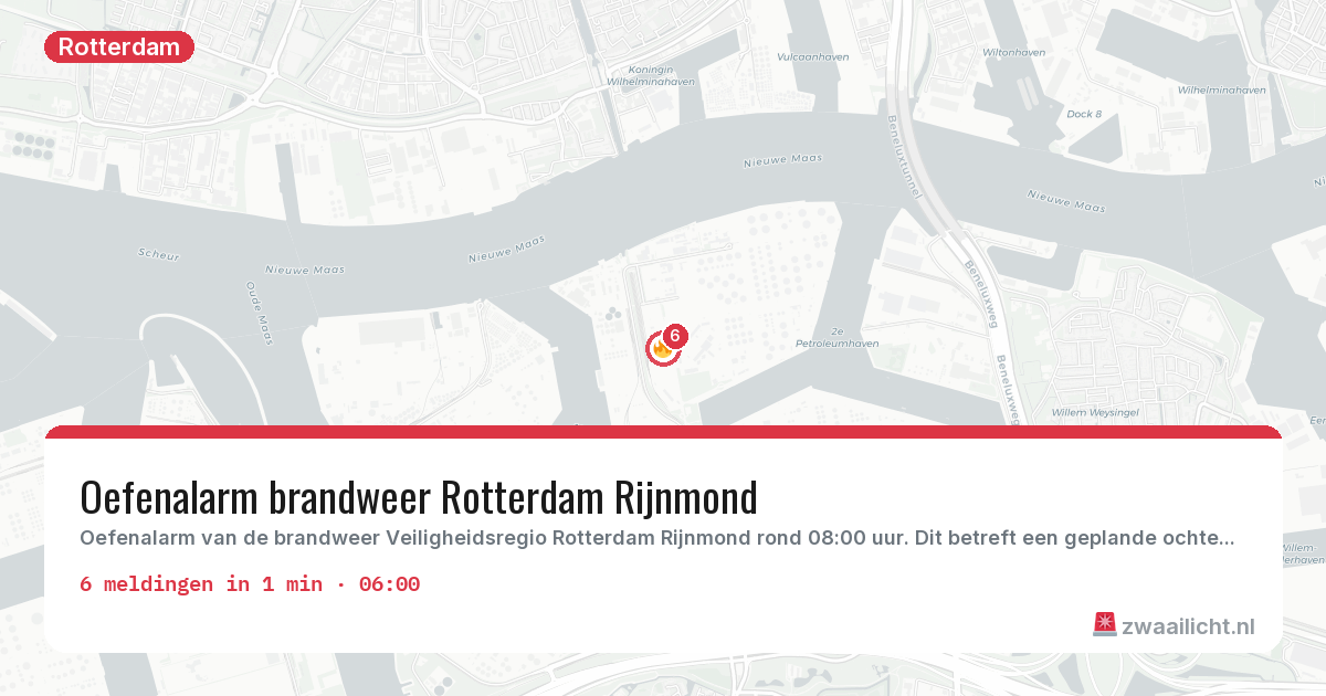 Kaart van de activiteitspiek bij Rotterdam