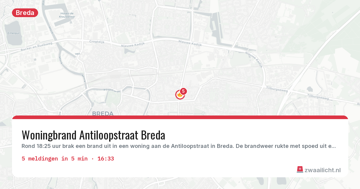 Kaart van de activiteitspiek bij Breda