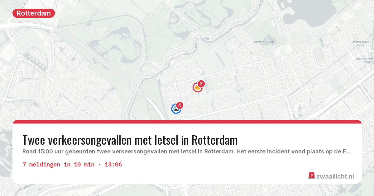 Kaart van de activiteitspiek bij Rotterdam