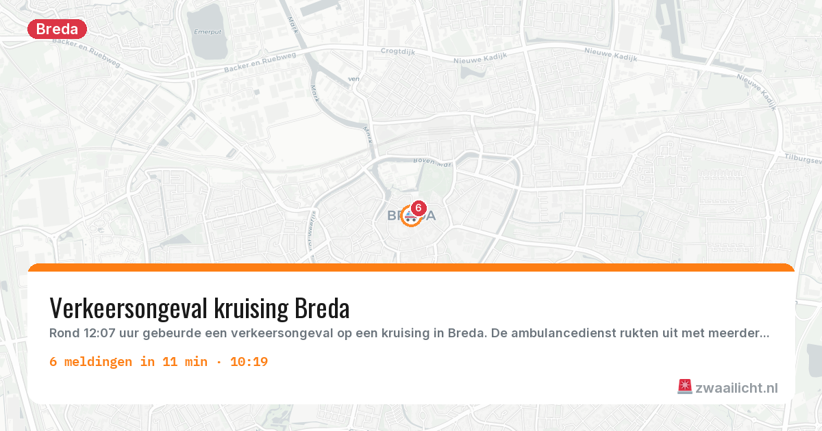 Kaart van de activiteitspiek bij Breda