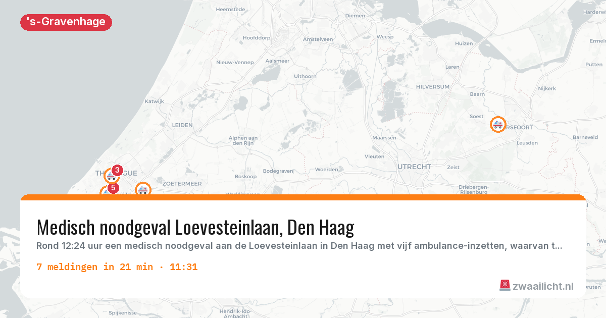 Kaart van de activiteitspiek bij 's-Gravenhage