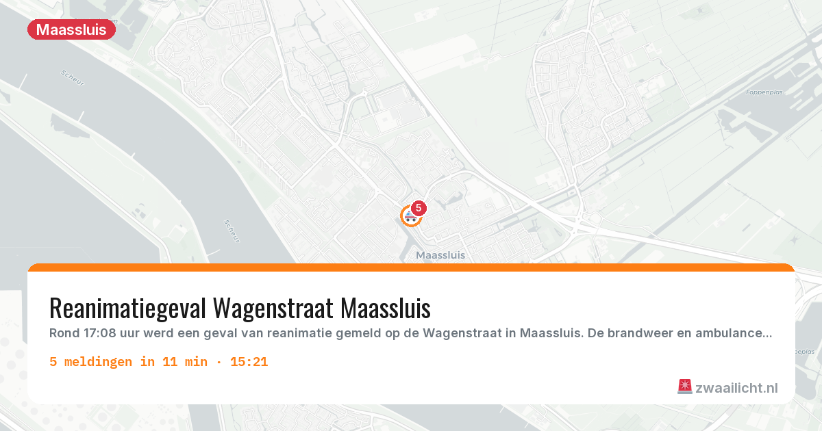 Kaart van de activiteitspiek bij Maassluis