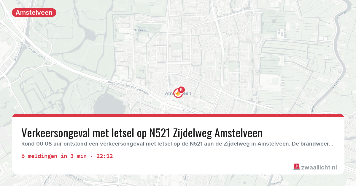 Kaart van de activiteitspiek bij Amstelveen