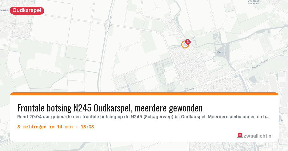 Kaart van de activiteitspiek bij Oudkarspel