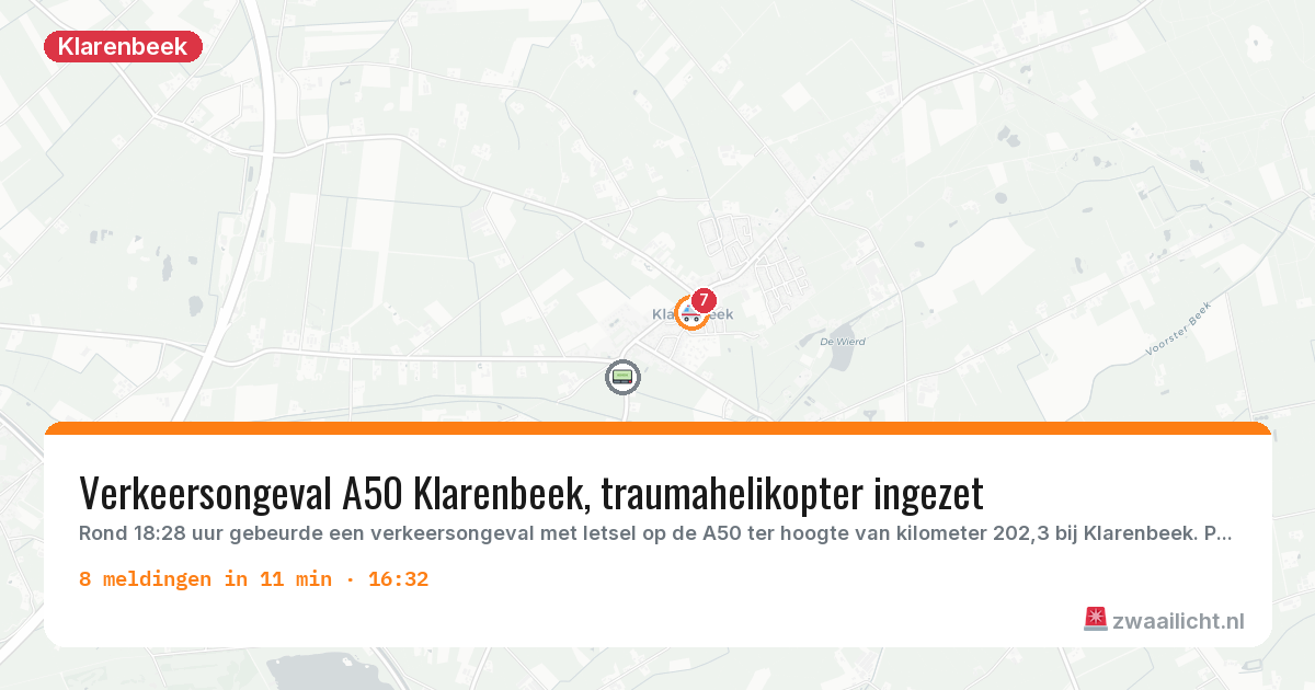 Kaart van de activiteitspiek bij Klarenbeek