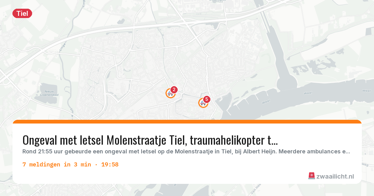 Kaart van de activiteitspiek bij Tiel