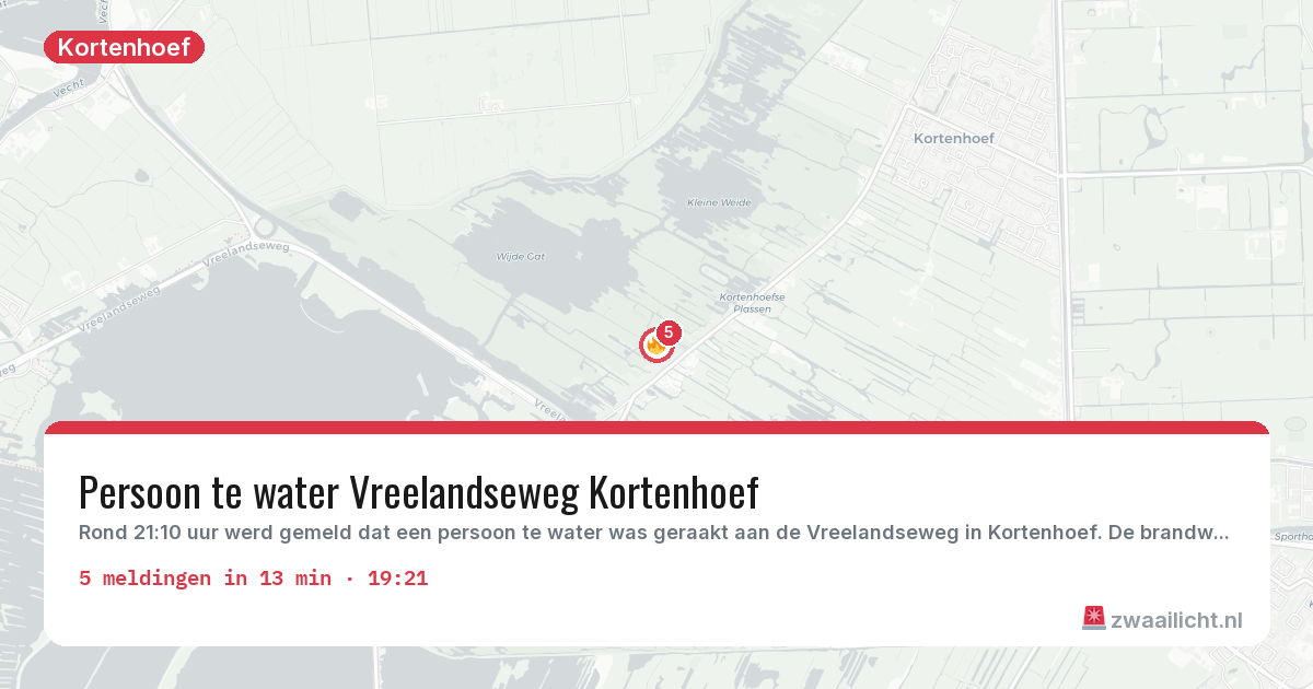 Kaart van de activiteitspiek bij Kortenhoef
