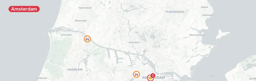 Kaart van Verkeersongeval Prinsengracht Amsterdam
