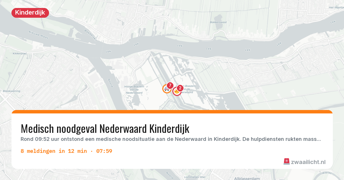 Kaart van de activiteitspiek bij Kinderdijk