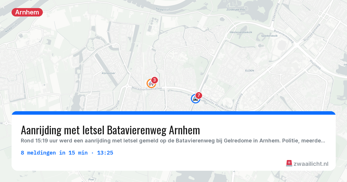 Kaart van de activiteitspiek bij Arnhem
