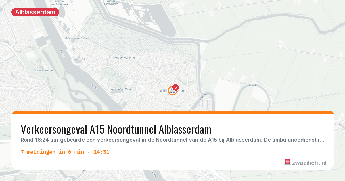 Kaart van de activiteitspiek bij Alblasserdam