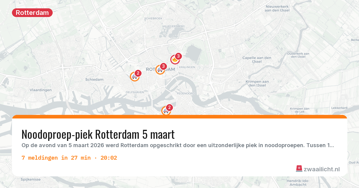 Kaart van de activiteitspiek bij Rotterdam
