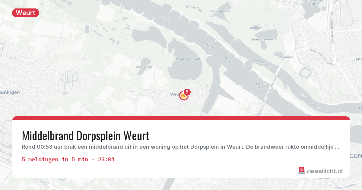 Kaart van de activiteitspiek bij Weurt